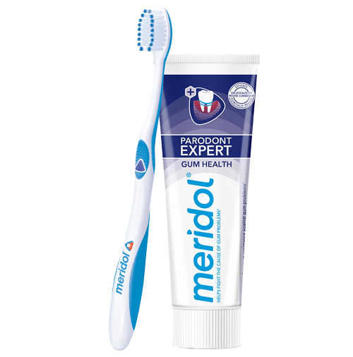 Meridol products: toothbrush and toothpaste